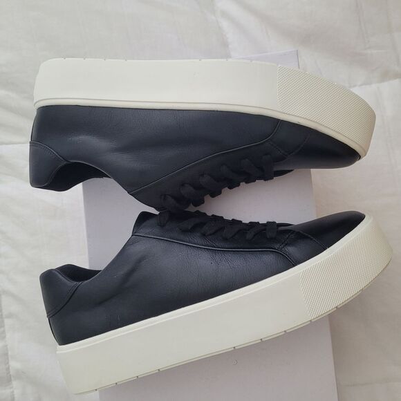 Vince Benfield Black Leather Sneakers Contemporary Timeless Fall - Picture 2 of 7